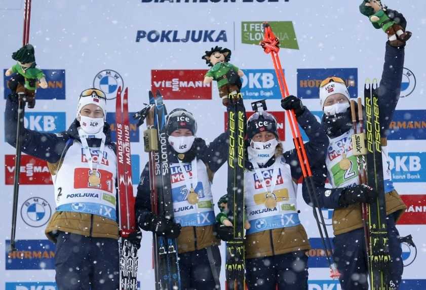 V úvode biatlonových MS zlato Nórov. Slovenskej zmiešanej štafete preteky nevyšli