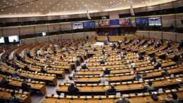 pohľad na plénum Európskeho parlamentu v Bruseli