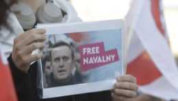Na ilustračnej snímke podporovatelia väzneného ruského opozičného lídra Alexeja Navaľného.
