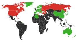 Mapa sveta podľa epidemickej situácie.