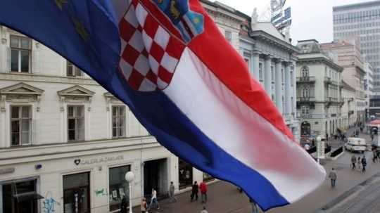 Chorvátska vlajka v Záhrebe.