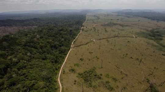 odlesnené územie Amazonského pralesa v Brazílii