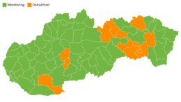 mapa rozdelenia okresov podľa covidového automatu