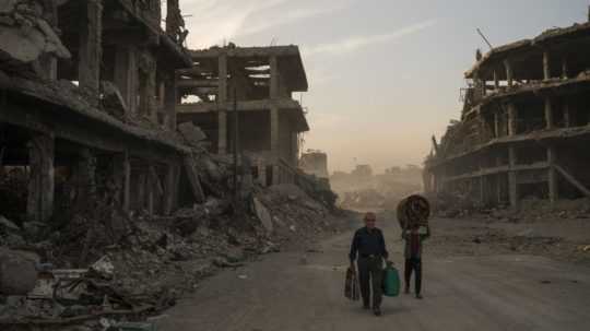 Zničené budovy v irackom Mosule