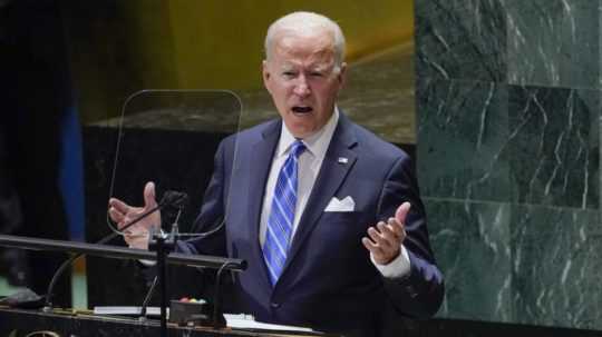 Americký prezident Joe Biden pri svojom prejave v rámci všeobecnej rozpravy 76. zasadnutia Valného zhromaždenia OSN.