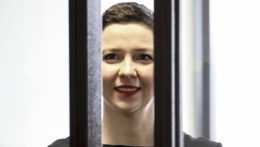 Maryja Kalesnikavová počas súdneho procesu.