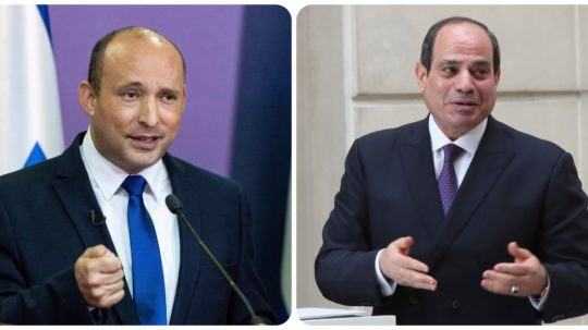 izraelský premiér Naftali Bennett a egyptský prezident Abdal Fattáh Sísí