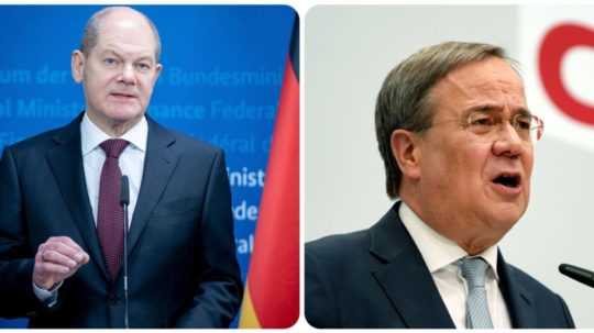 minister financií Olaf Scholz a predseda CDU Armin Laschet