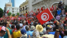 protest proti prezidentovi Tuniska