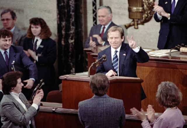 Václav Havel v Kongrese USA.