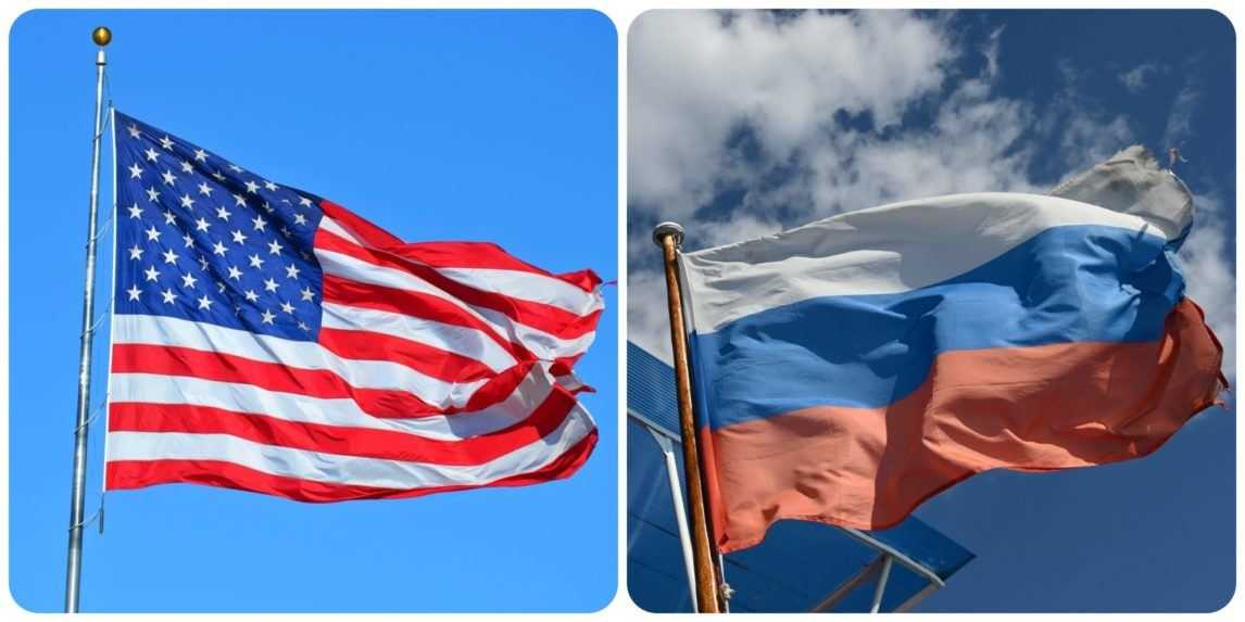 vlajky Spojených štátov a Ruska