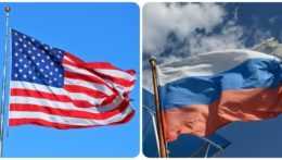 vlajky Spojených štátov a Ruska