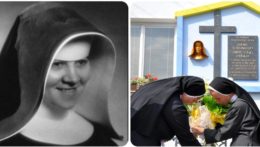 Na kombosnímke blahoslavená Zdenka Schelingová a pamätná tabuľa v jej rodnej obci Krivá na Orave.