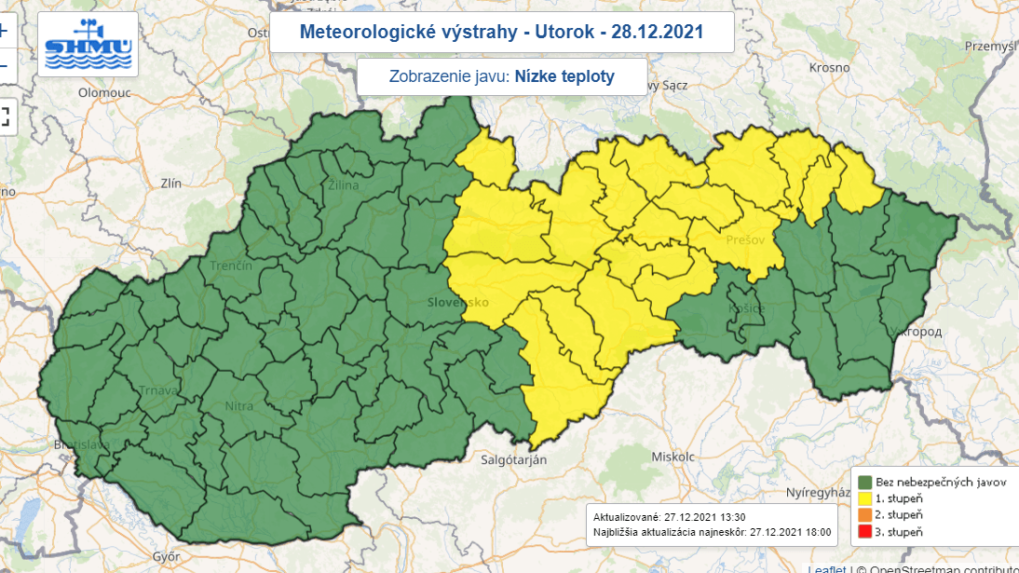 Nízke teploty Slovensko v najbližších hodinách neopustia
