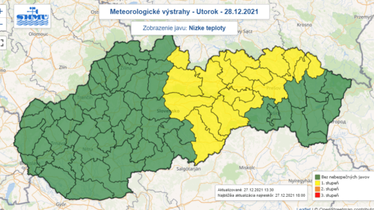 Nízke teploty Slovensko v najbližších hodinách neopustia