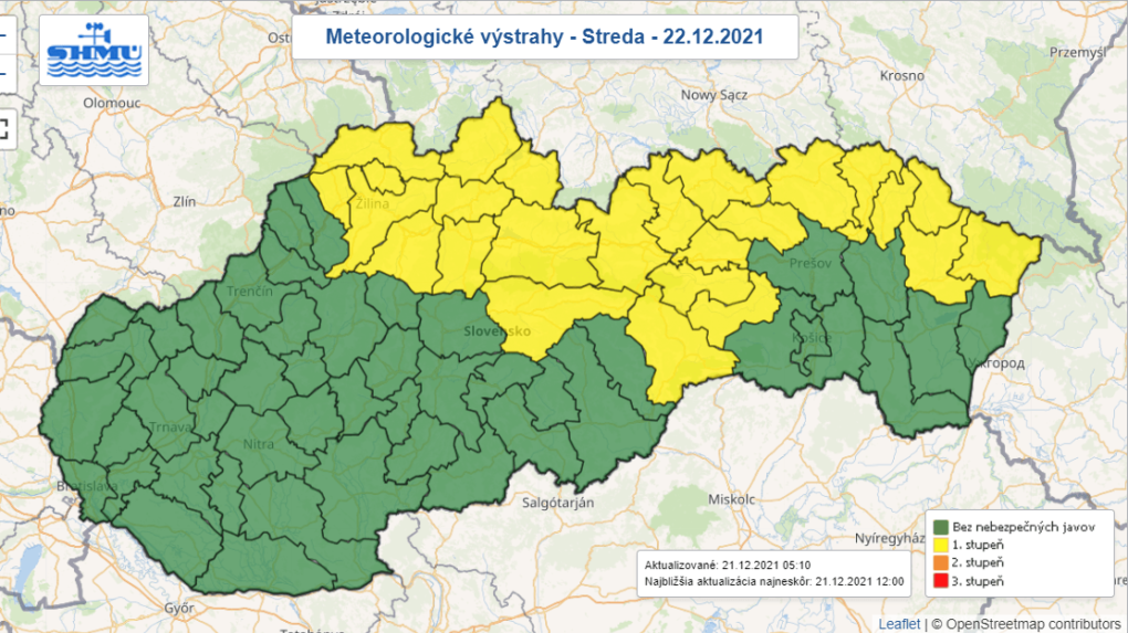 Slovensko potrápia nízke teploty, SHMÚ vydal výstrahu