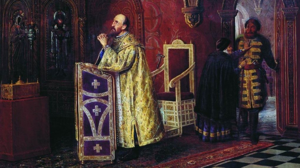 Ivan IV. Hrozný v kaplnke. 