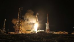 štart rakety z kazašského Bajkonuru