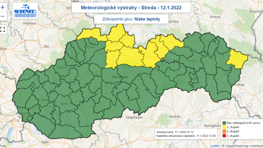Noc z utorka na stredu prinesie na severe Slovenska nízke teploty