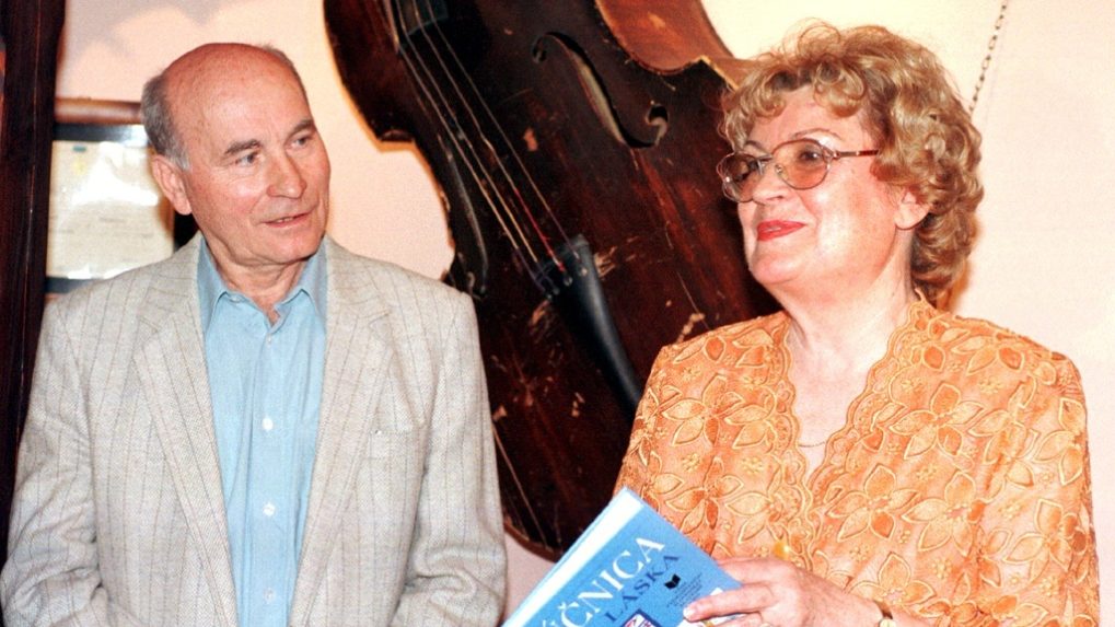 Štefan Nosáľ na krste knihy spomienok Juraja Králika s názvom Lúčnica moja láska v roku1998.