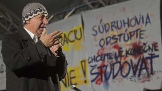 Ján Budaj v roku 2014 pri príležitosti 25. výročia Nežnej revolúcie.