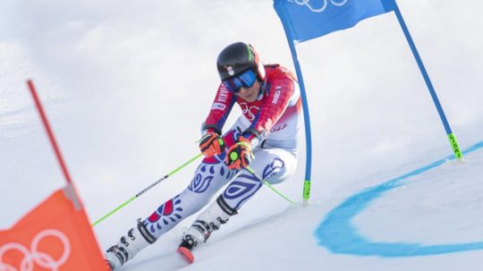 Na snímke slovenská lyžiarka Petra Vlhová počas 1. kola obrovského slalomu ZOH 2022 v Pekingu.