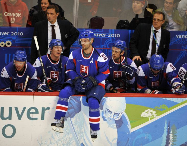 Sklamanie slovenských hokejistov po prehratom zápase o bronz na ZOH 2010