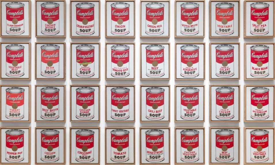 Polievky v plechovke od Campbells' od Andyho Warhola (1962).