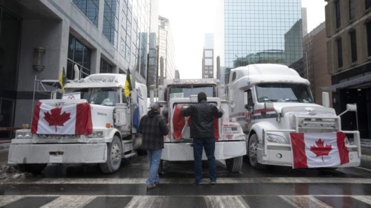 Protestujúci kamionisti v Kanade