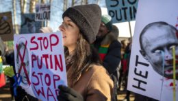 protest proti ruskej invázii na Ukrajine
