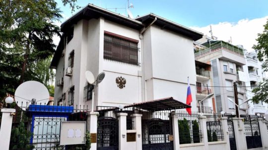 Ruské veľvyslanectvo v severomacedónskom Skopje.