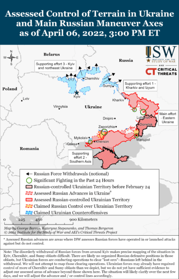 Postup ruských a ukrajinských vojsk.