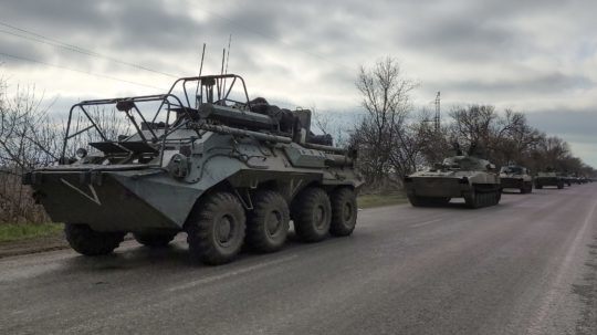 Ruský vojenský konvoj.