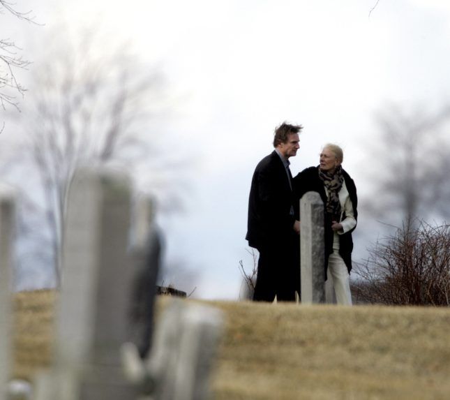 Liam Neeson a Vanessa Redgraveová na pohrebe Natashi Richardson.