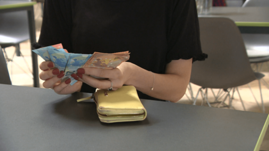 Ilustračná fotografia, žena v rukách drží peniaze.