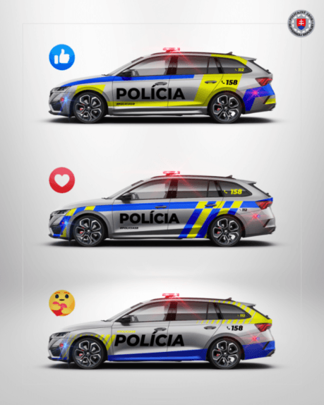 Na snímke návrhy nových dizajnov policajných áut. 
