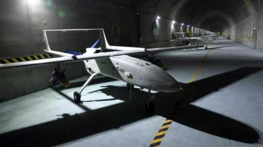 Na fotografii je zobrazená tajná podzemná základňa dronov na neznámom mieste v Iráne.