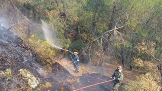 Na fotografii z 22. júla lesný požiar v Grécku.