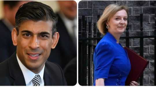 Na snímkach sú kandidáti Konzervatívnej strany na britského premiéra Rishi Sunak a Liz Trussová.