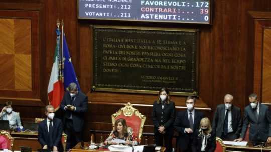 Hlasovanie o dôvere vláde v talianskom Senáte.