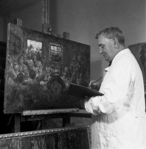 Na archívnej snímke z 24. júna 1949 v Bratislave akademický maliar Gustáv Mallý.