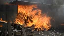 Na snímke požiar Zberného dvora mesta Trebišov.