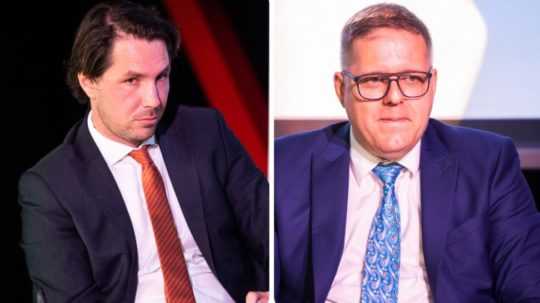 Na snímke kandidáti na predsedu Úradu pre verejné obstarávanie Tomáš Lepieš a Peter Kubovič.