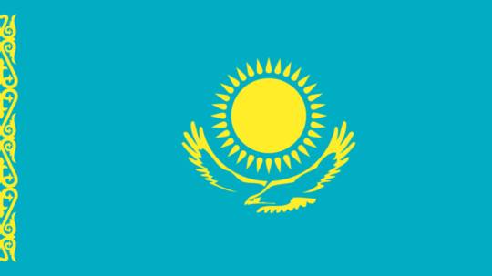 Na snímke vlajka Kazachstanu.