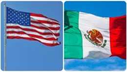 Na snímke vlajka USA a Mexika.