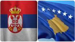 Na snímke sú vlajky (zľava) Srbska a Kosova.
