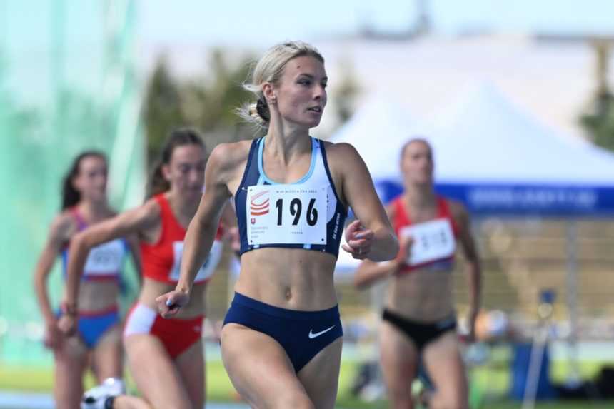 Na snímke slovenská atlétka Viktória Forster v behu na 100 m na majstrovstvách Slovenska v atletike v Trnave.