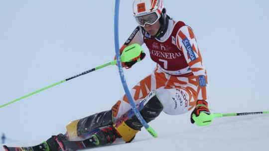 Slovenská lyžiarka Petra Vlhová počas prvého kola slalomu žien Svetového pohára v alpskom lyžovaní vo fínskom Levi.