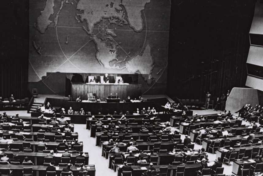 Zasadnutie Valného zhromaždenia Organizácie Spojených národov z 29. novembra 1947, kde sa hlasovali o rozdelení územia Palestíny.