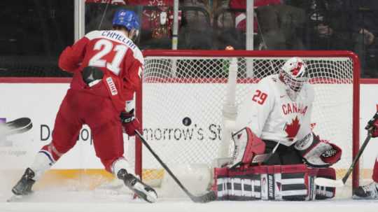 Majstrovstvá sveta v ľadovom hokeji do 20 rokov - zápas Českej republiky proti Kanade.
